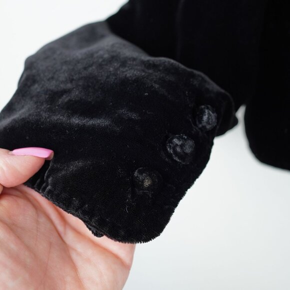 Eileen Fisher Black Velvet Button Front Jacket Small Silk Blend Lined - Picture 6 of 12